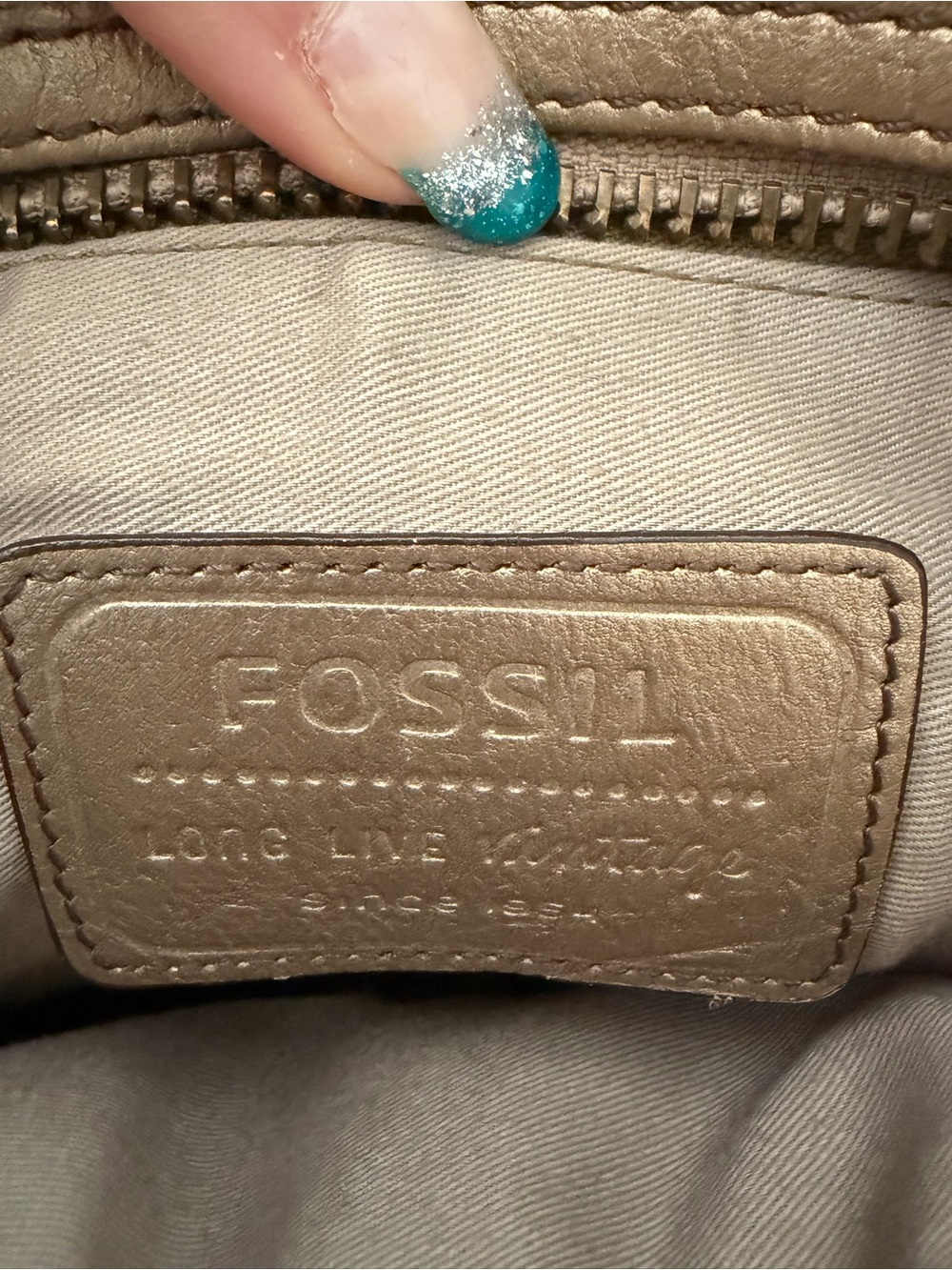 Fossil Taupe Leather Crossbody Bag - Picture 4 of 12